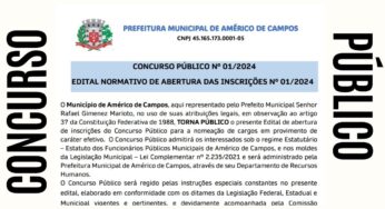 Prefeitura de Américo de Campos (SP) lança concurso com vagas em várias áreas