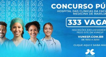 Concurso do HCFAMEMA oferece 333 vagas na área da saúde em Marília (SP)