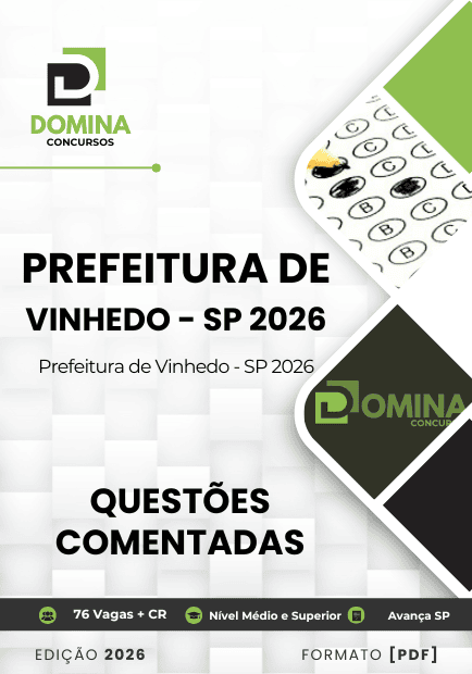 150 Questões Comentadas Concurso Vinhedo SP 2026