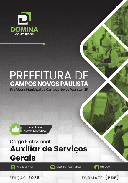Apostila Auxiliar de Serviços Gerais Campos Novos Paulista SP 2026